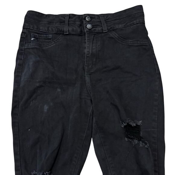 Kancan Black High Rise Distressed Stretch Skinny Jeans Women's Size 27 - Picture 2 of 8